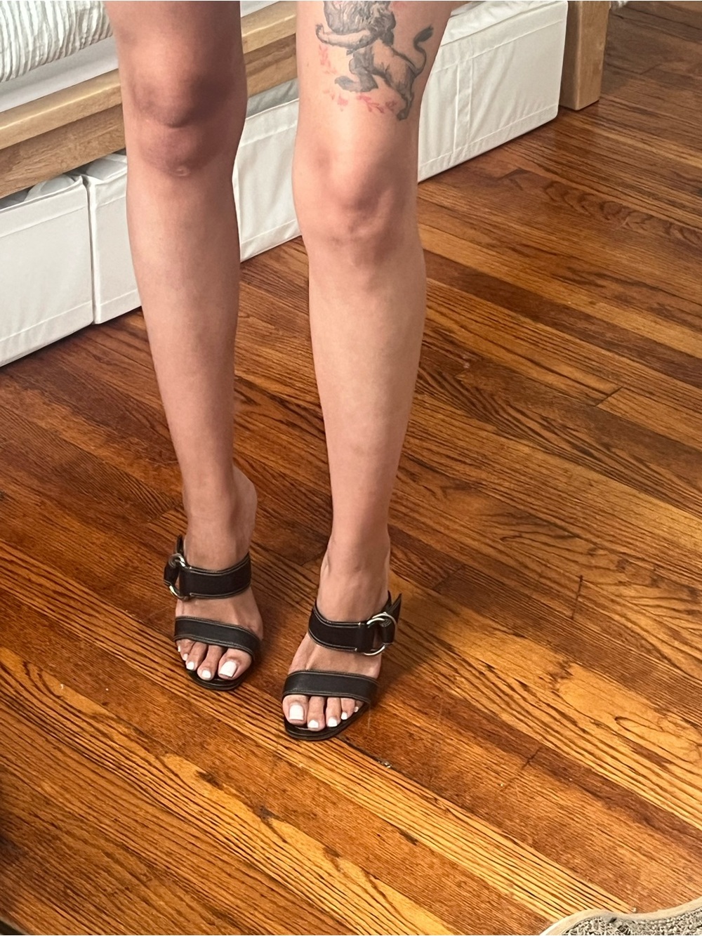 PRADA Black Leather Buckle Slide Sandals - Picture 5 of 6